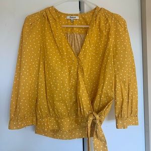 Madewell Wrap Top in Gold Star Print XS